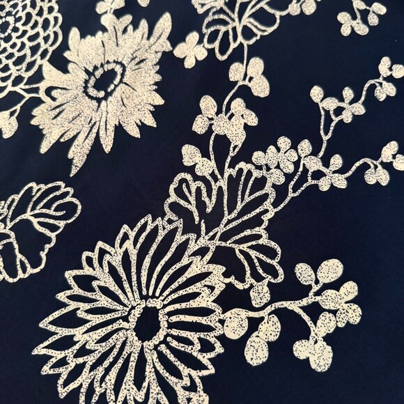 J Crew Womens Navy Floral Silk Midi Dress Size 12 Elastic Waist Scoop Neck - Picture 8 of 14